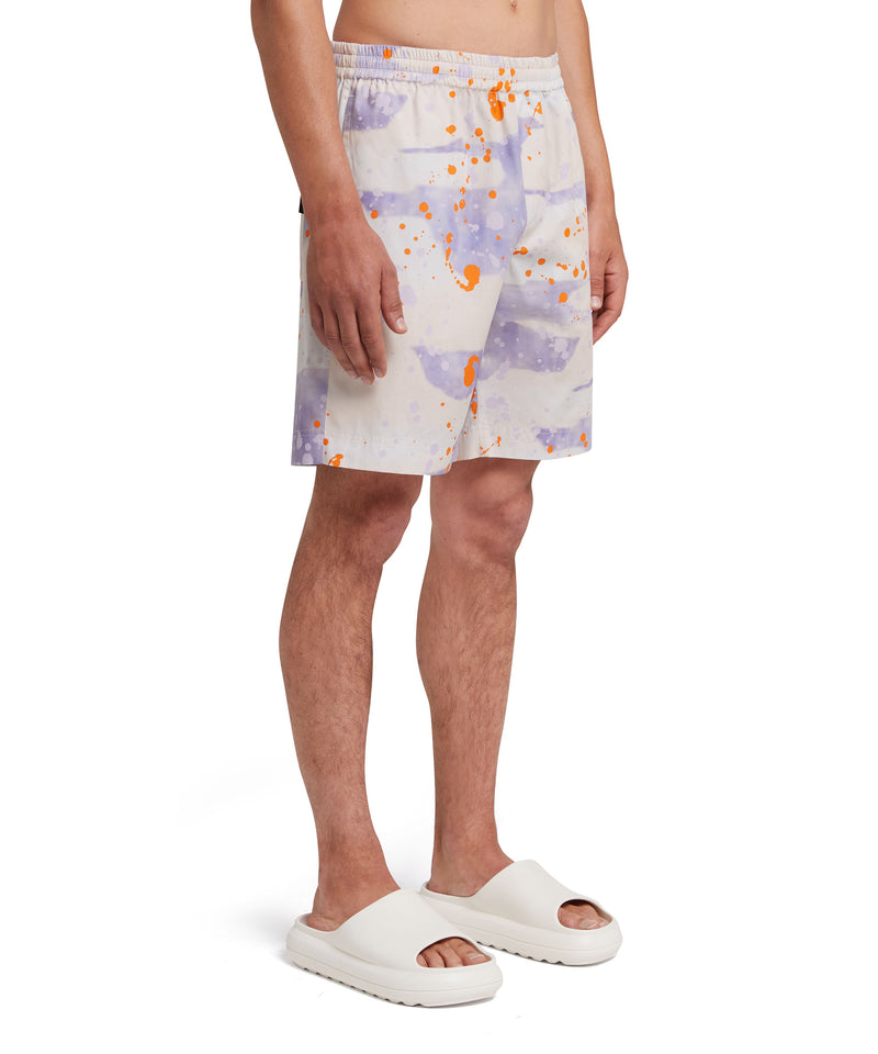 Poplin cotton shorts with "Dripping Camo" print LILAC Men 