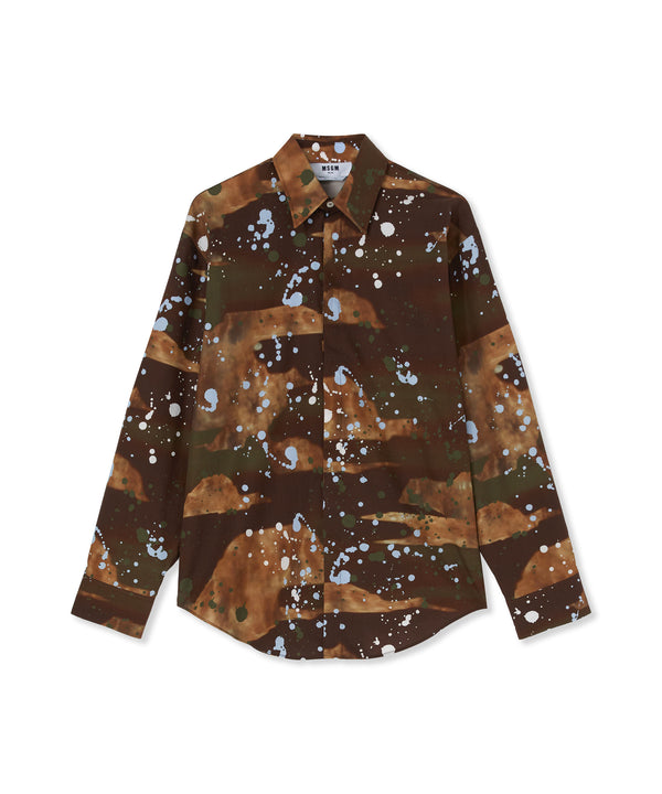 Camicia in popeline stampa "dripping camo"