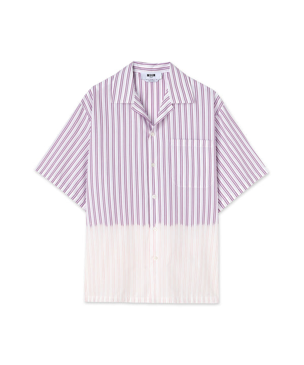 Poplin bowling shirt with faded treatment