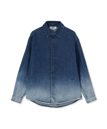Blue denim shirt with faded treatment