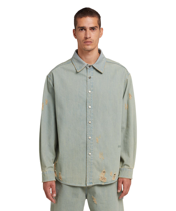 Light denim shirt with breaks