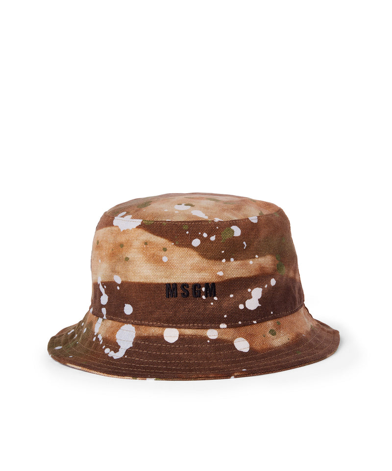 Cotton bucket hat with "dripping camo" print MILITARY GREEN Men 
