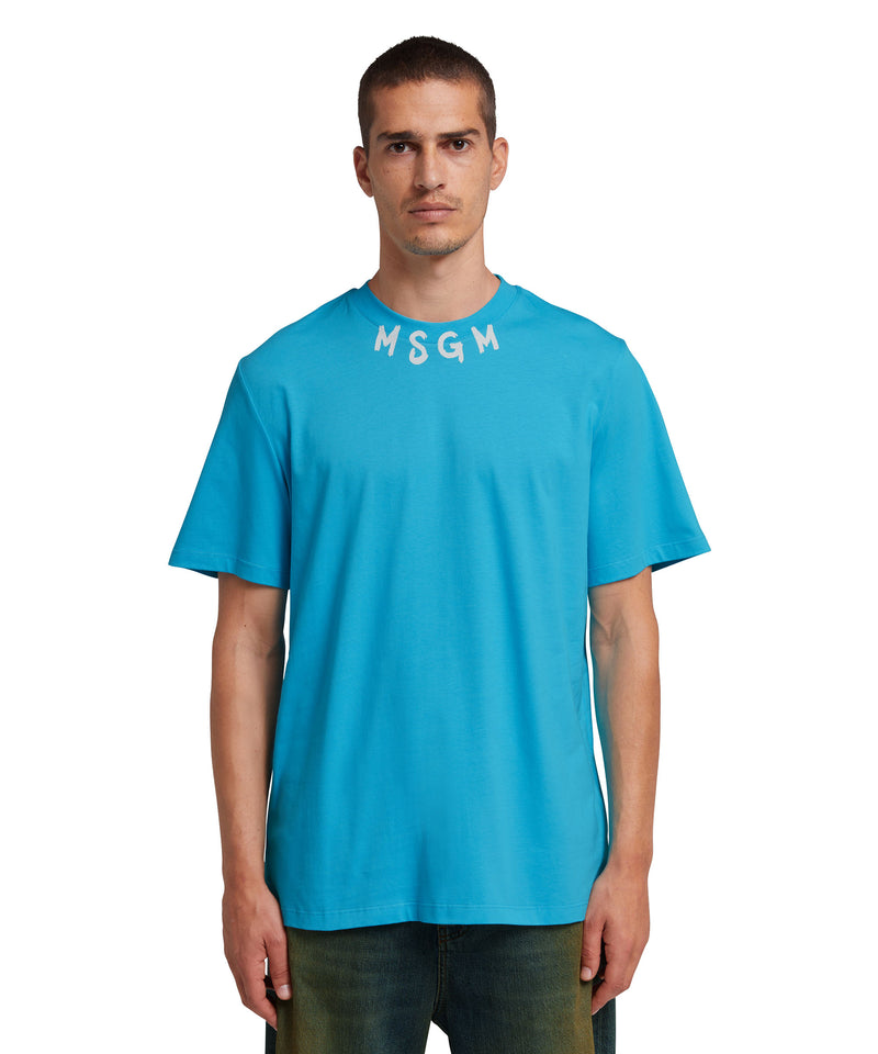 T-Shirt with brushstroke logo LIGHT BLUE Men 