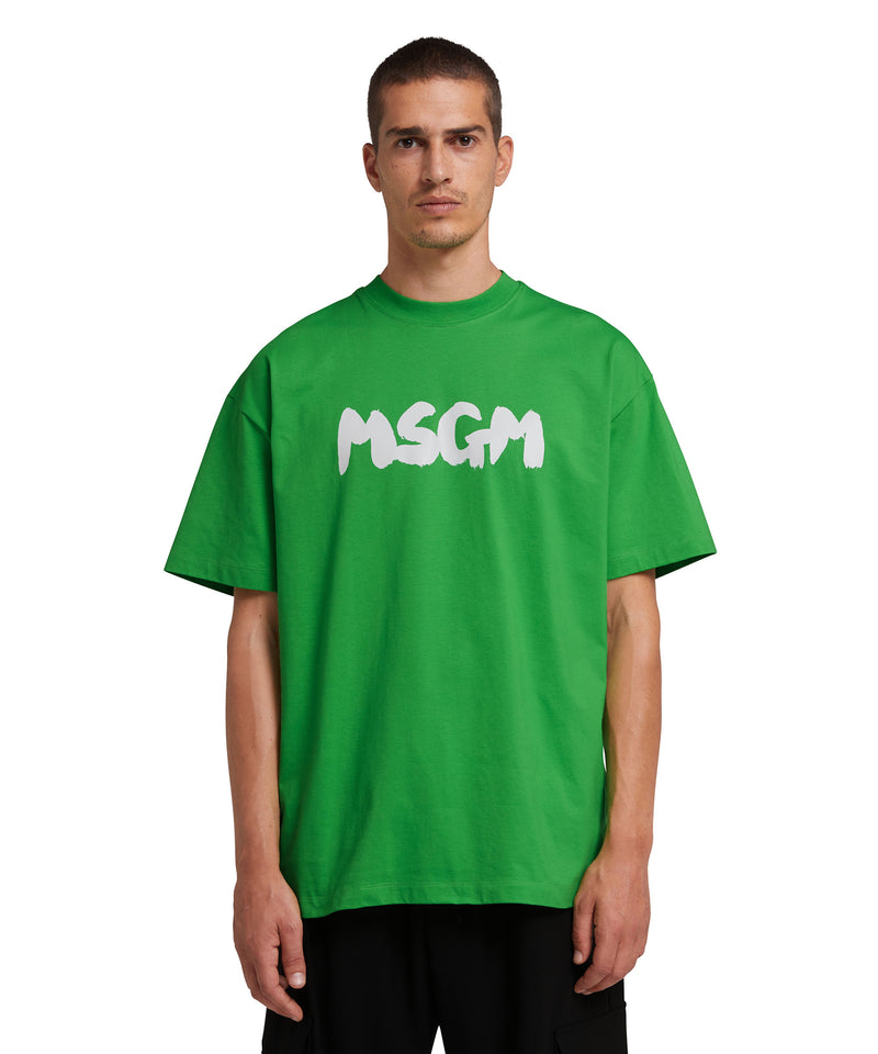 T-Shirt with new brushstroke logo GREEN Men 