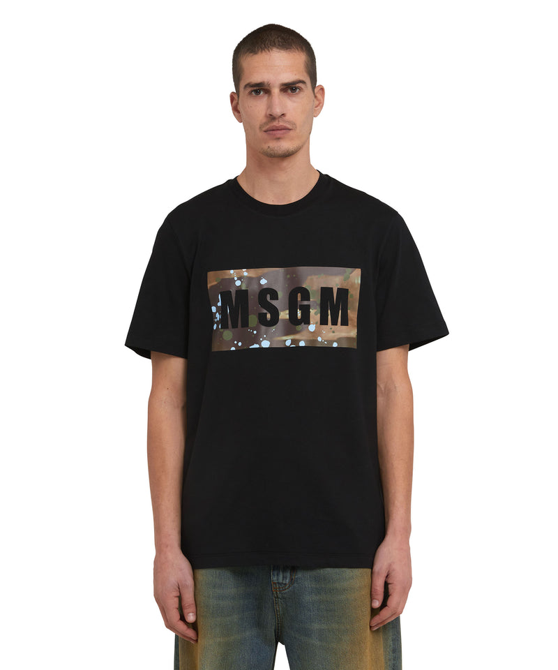 T-Shirt with box logo camo graphic BLACK Men 
