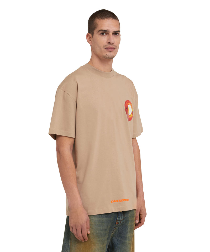 T-Shirt with "Caution hot" graphic BEIGE Men 