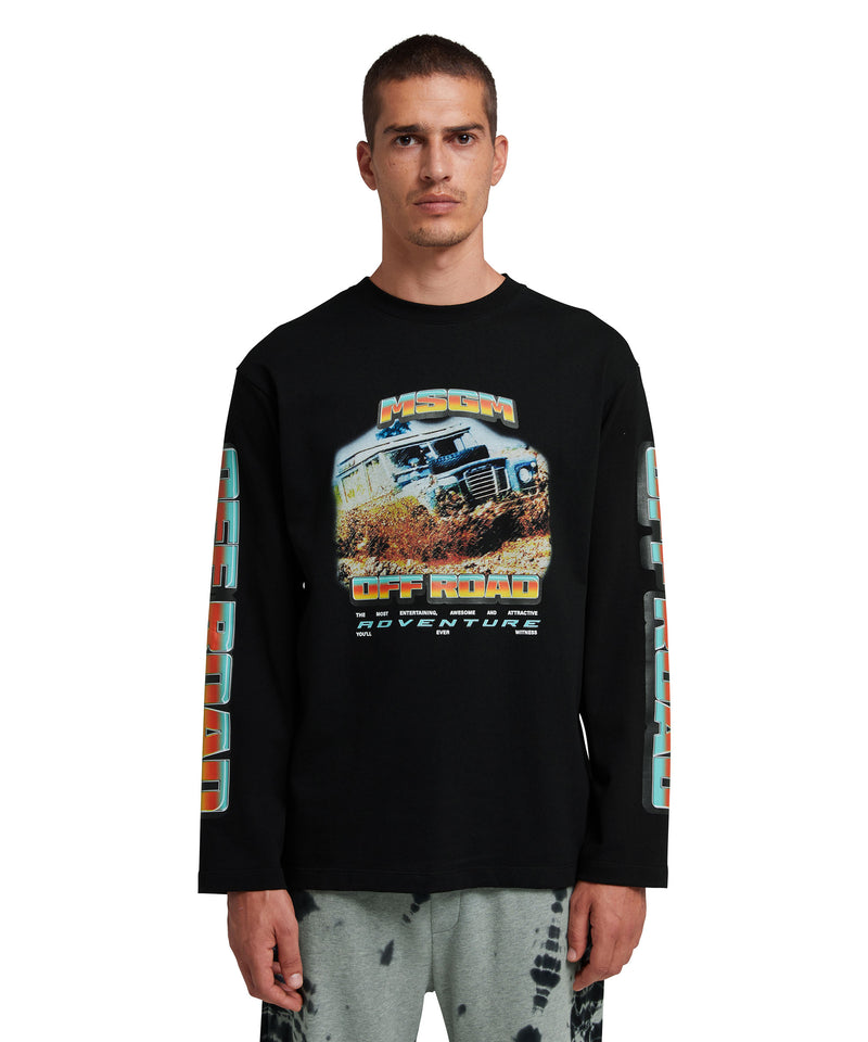 Long sleeve T-Shirt with "off road" graphic BLACK Men 