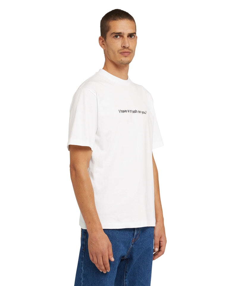 Cotton T-shirt with Crash quote White Unisex 