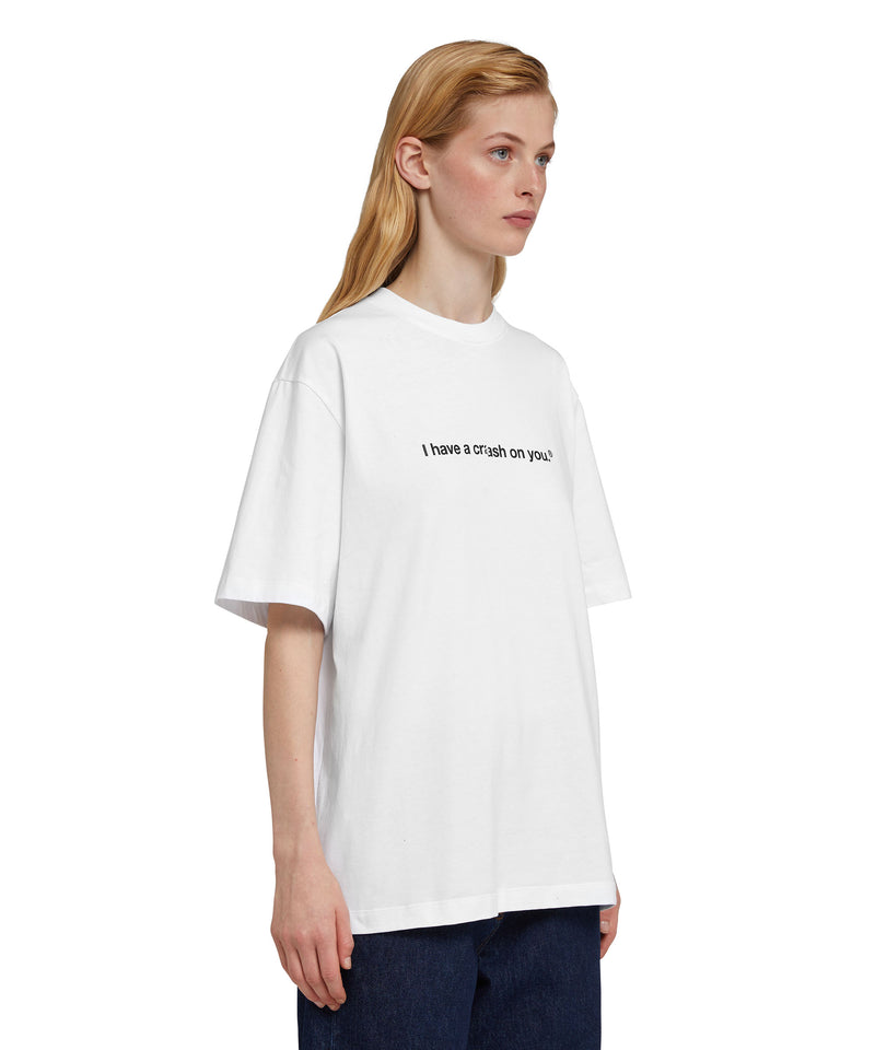 T-shirt in cotone con Crash quote Bianco Unisex 