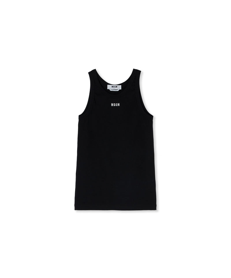 Ribbed jersey tank top with embroidered logo BLACK Men 