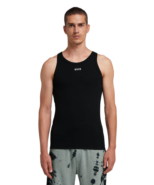 Ribbed jersey tank top with embroidered logo