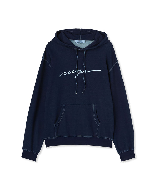 Hooded sweatshirt with embroidered cursive logo