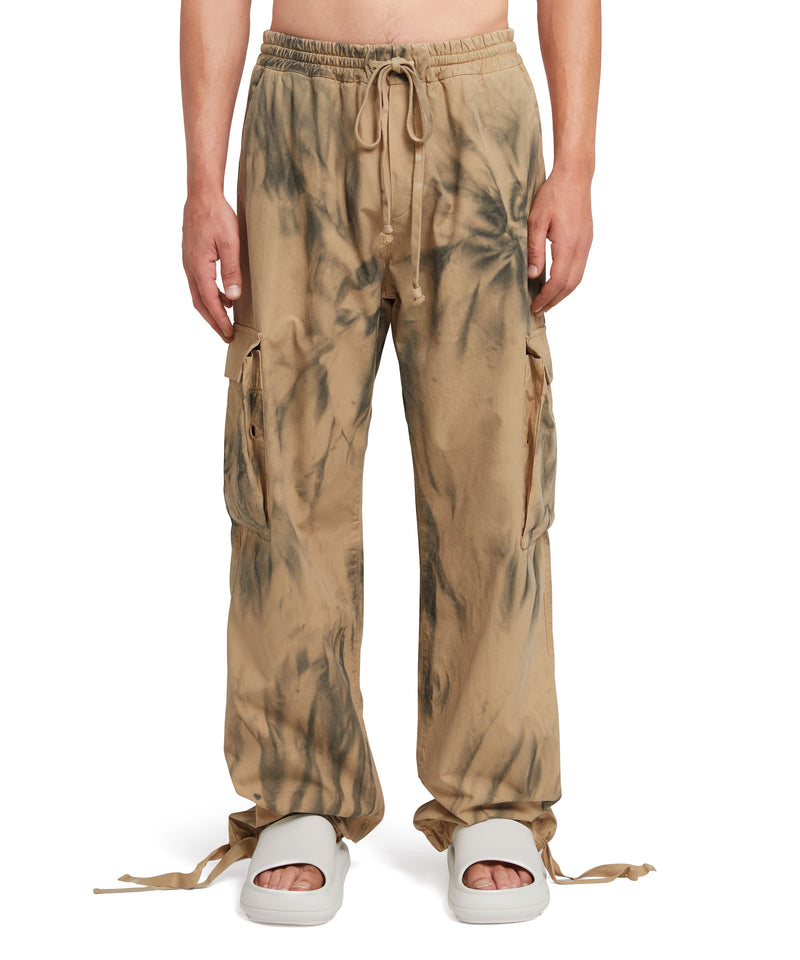 Ripstop cotton cargo pants with tie-dye treatment BEIGE Men 