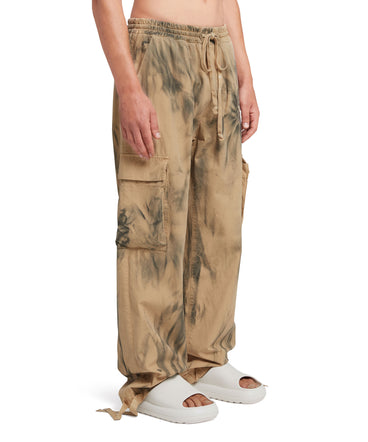 Ripstop cotton cargo pants with tie-dye treatment
