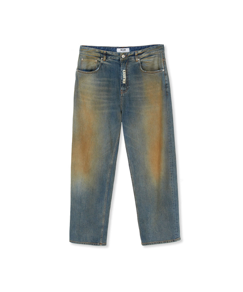 5 pocket denim pants with burned effect BEIGE Men 