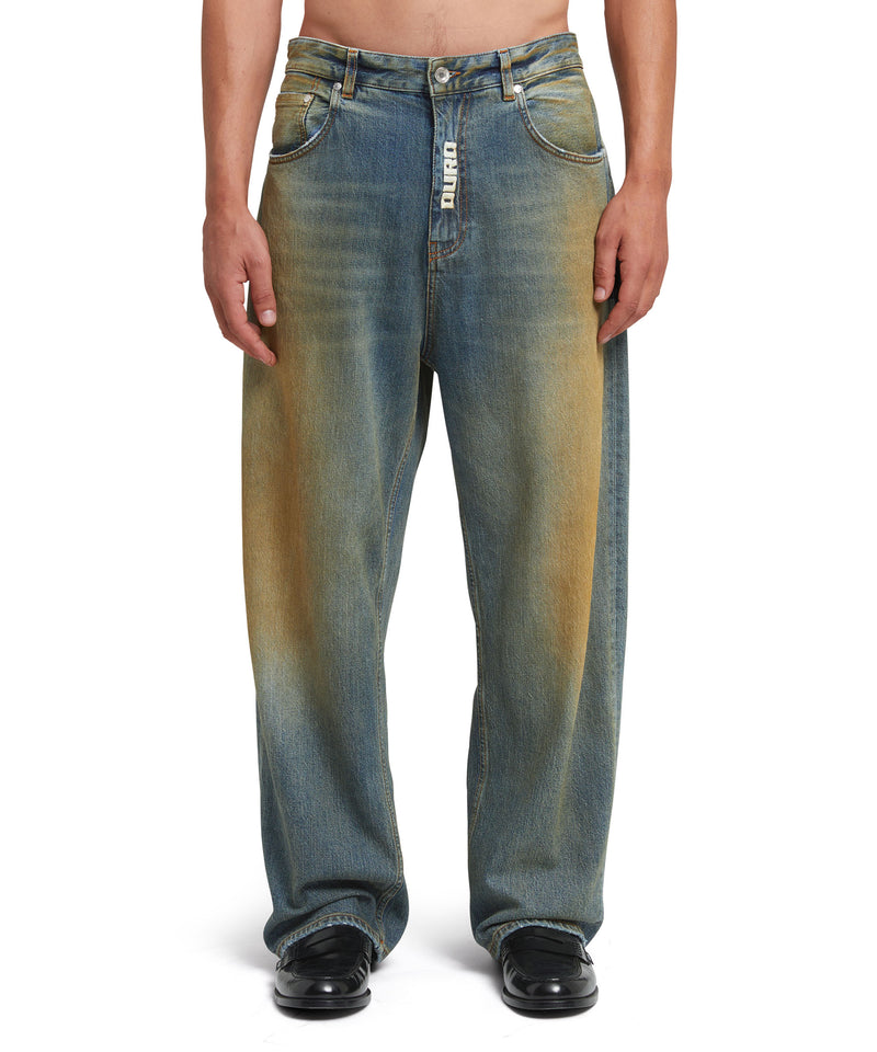 5 pocket denim pants with burned effect BEIGE Men 