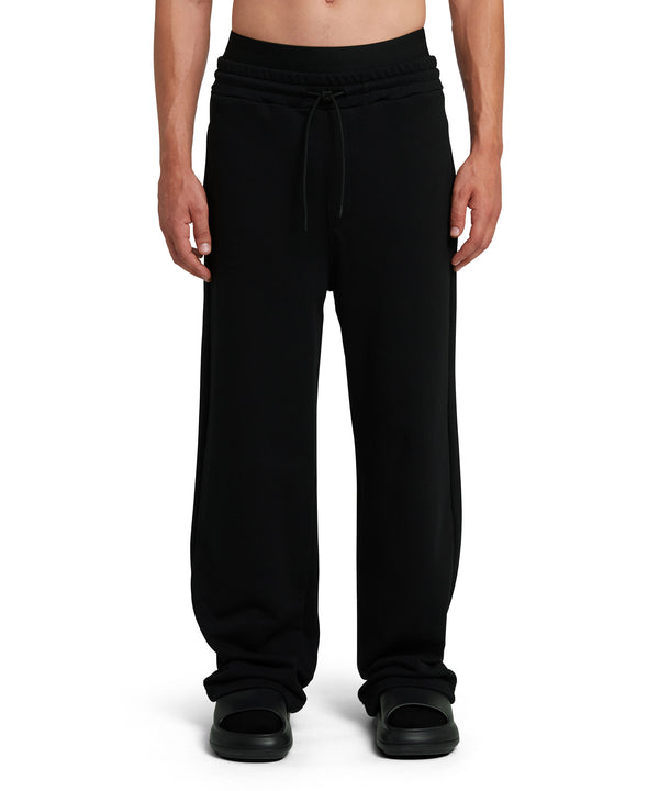 Sweat pants with double elastic waistband logo