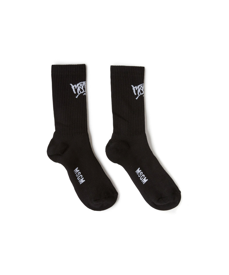 Socks with jacquard logo BLACK Men 