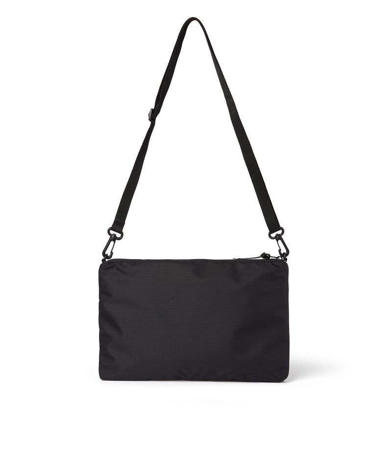 Ripstop nylon shoulder bag with embroidered logo BLACK Men 
