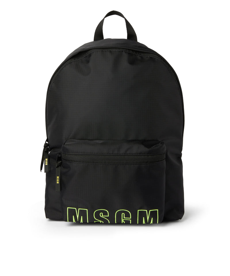 Ripstop nylon backpack with embroidered logo BLACK Men 