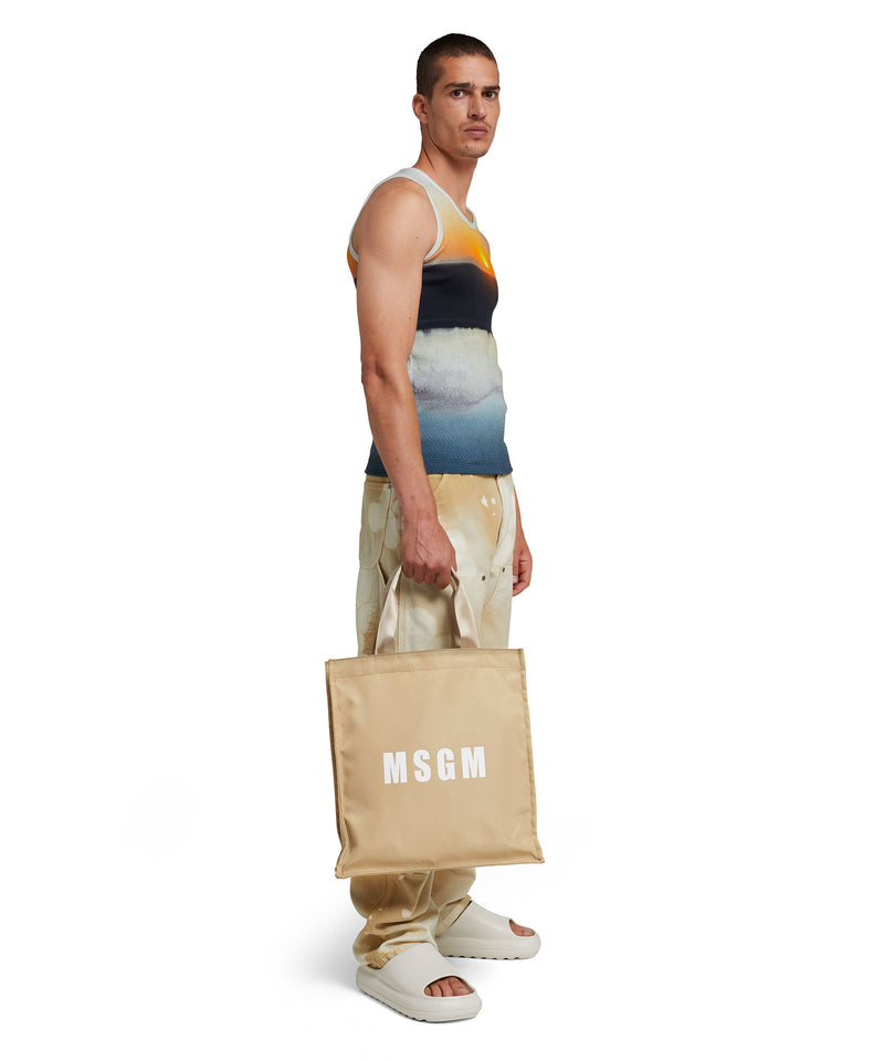 Nylon tote bag with logo BEIGE Men 