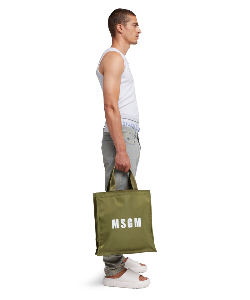 Nylon tote bag with logo GREEN Men 