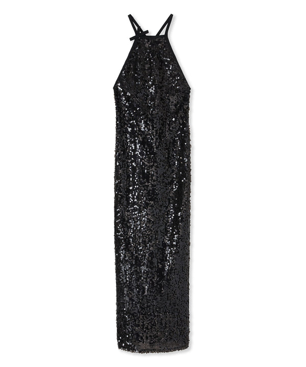 Sleeveless long dress with sequins