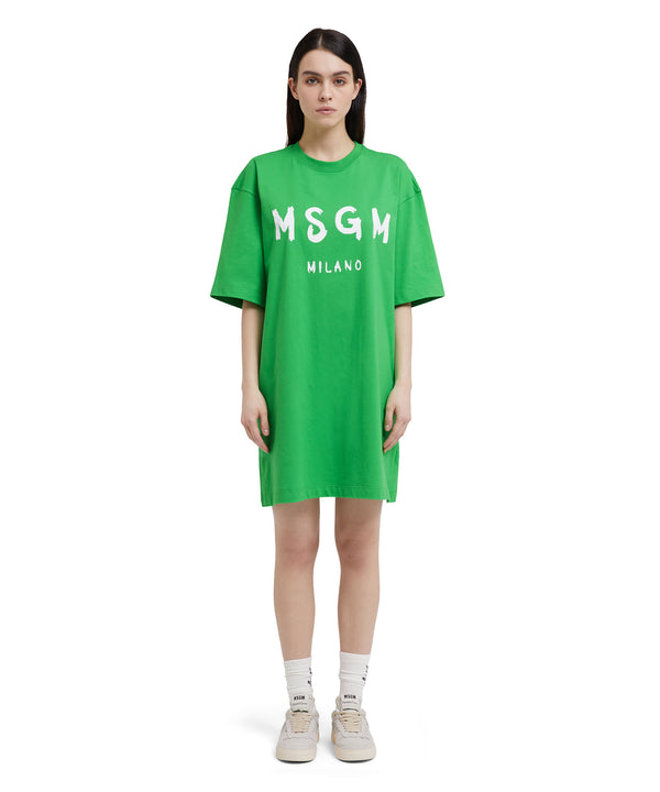 Long T-Shirt dress with brushstroke logo