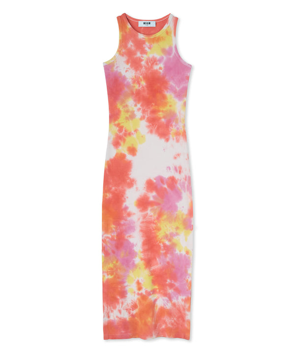 Dress in ribbed jeresy with tie-dye treatment