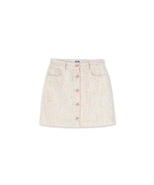 Tweed miniskirt with multicolored buttons