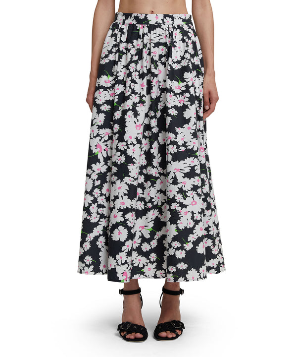 Roomy cotton skirt with daisy print
