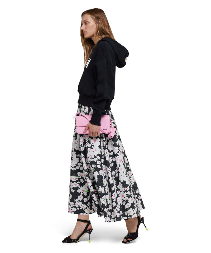 Roomy cotton skirt with daisy print BLACK Women 