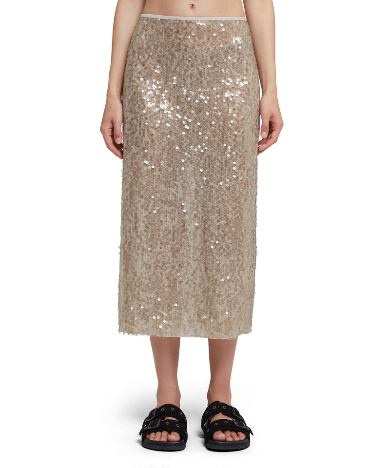 Midi dress with sequined fabric LIGHT GREY Women 