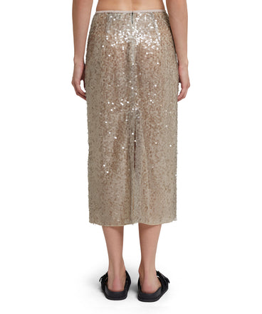 Midi dress with sequined fabric