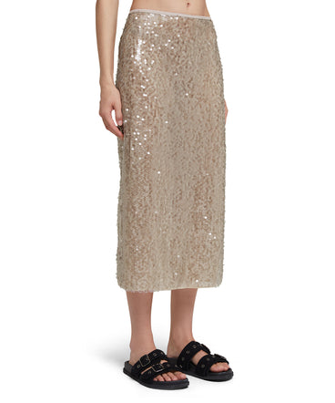 Midi dress with sequined fabric