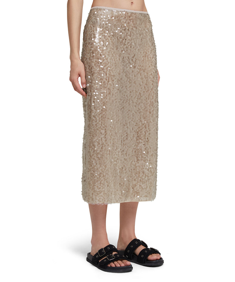 Midi dress with sequined fabric LIGHT GREY Women 