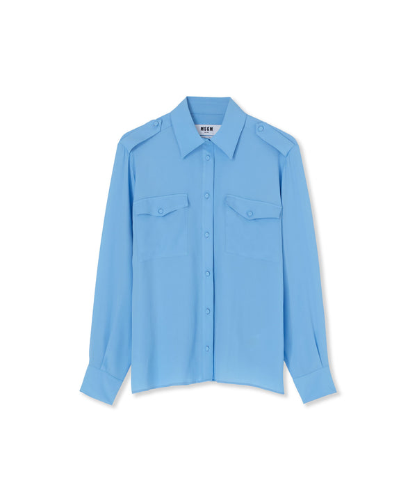 Blended silk crepe de chine shirt with small pockets