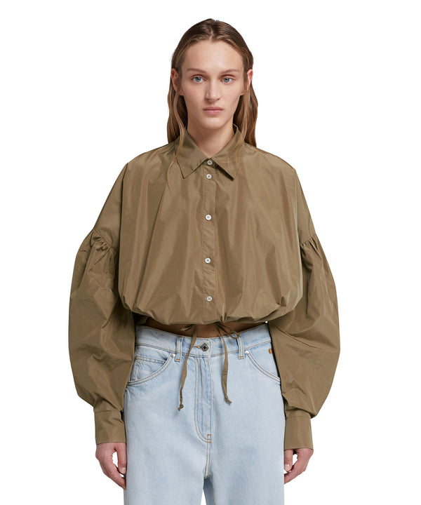 Taffetà crop shirt with puffed sleeves