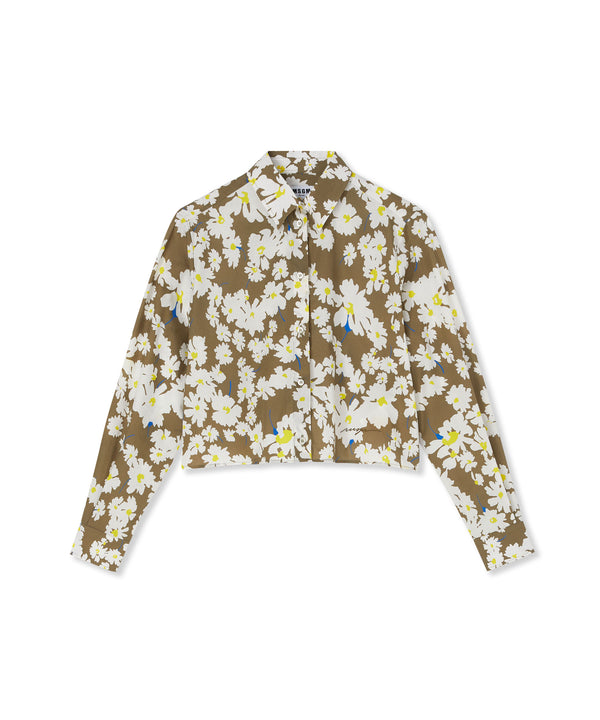Poplin  crop shirt with daisy print