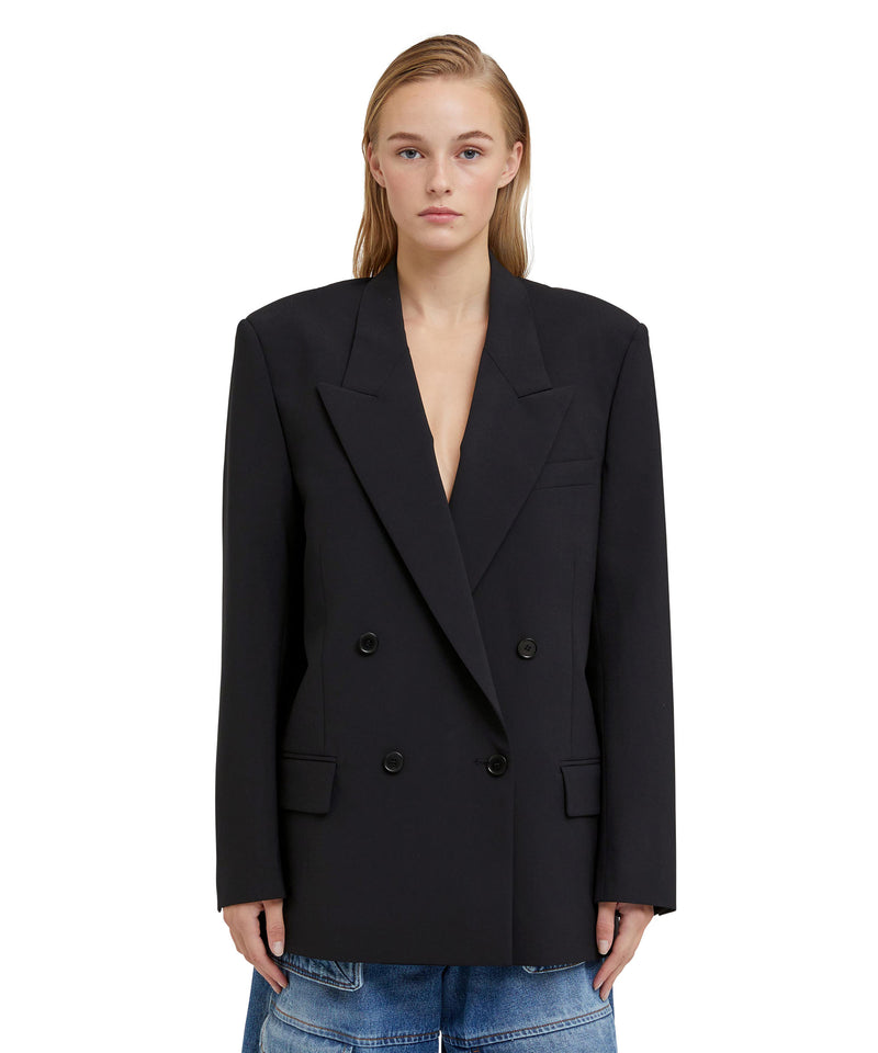 Fresh wool double-breasted jacket BLACK Women 
