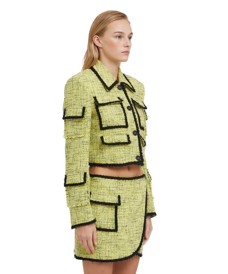 Salt and pepper tweed short jacket with pockets YELLOW Women 