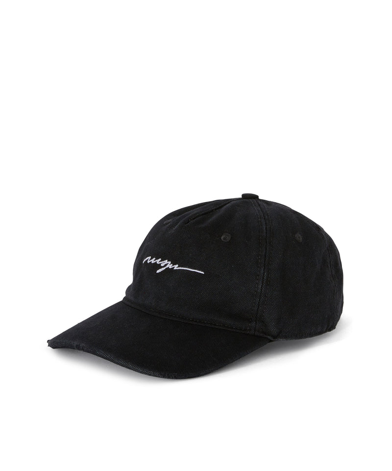 Gabardine cotton baseball cap with embroidered label BLACK Women 