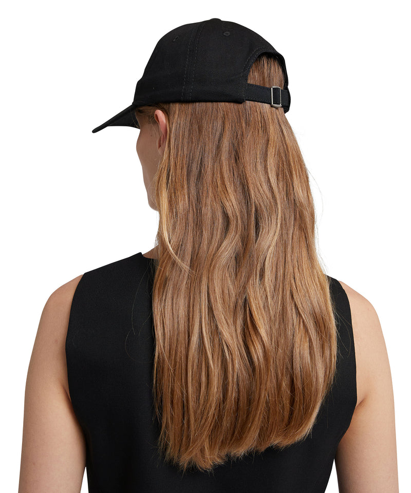 Gabardine cotton baseball cap with embroidered label BLACK Women 