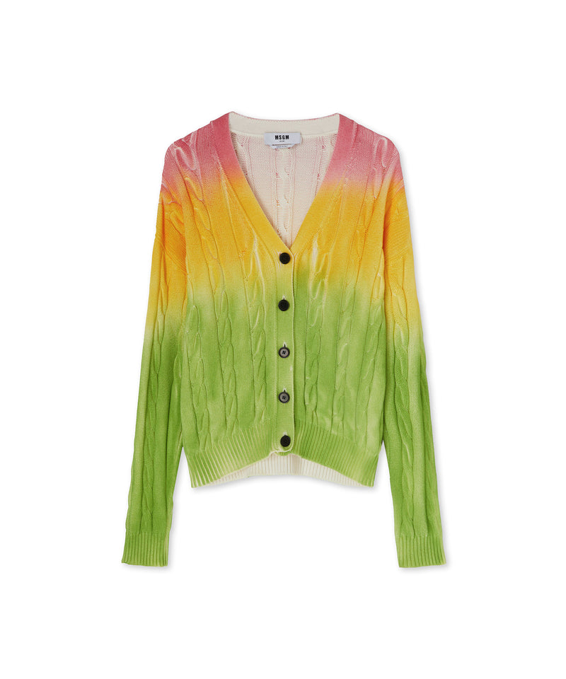 Braided cotton cardigan with faded treatment GREEN Women 