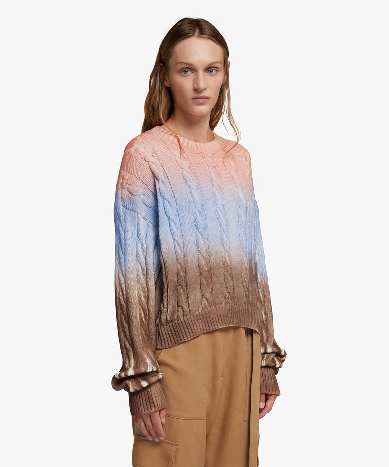 Braided cotton shirt with faded treatment BROWN Women 