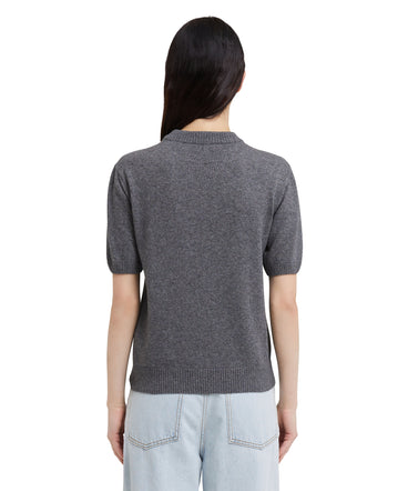 Blended cashmere T-Shirt with daisies application