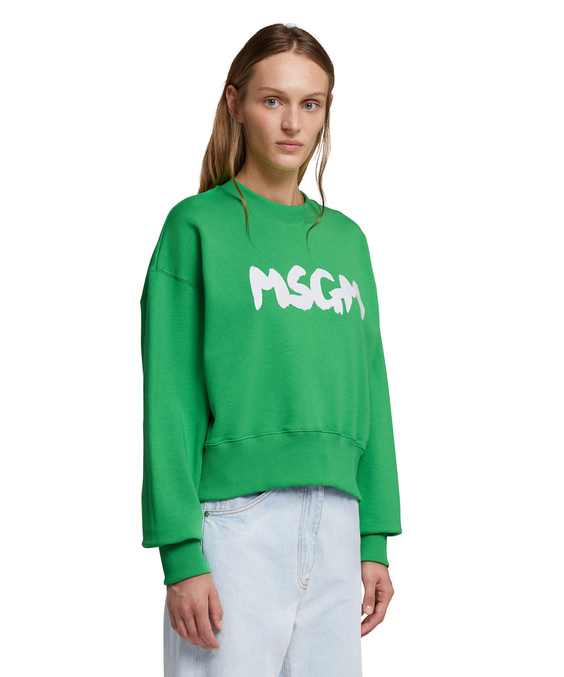 Sweatshirt with new brushstroke logo GREEN Women 