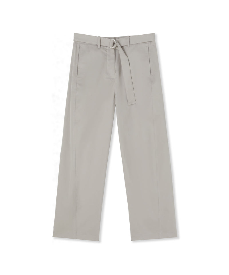 Pantalone con cinta in vita in gabardina di cotone stretch GRIGIO CHIARO Donna 