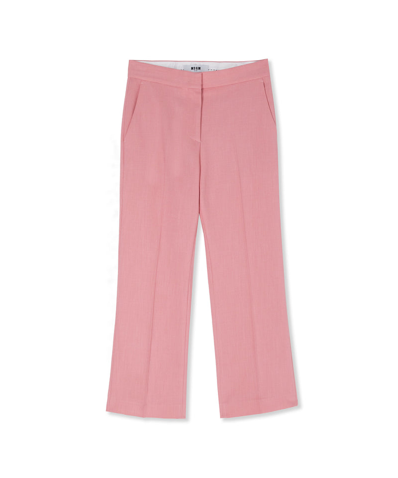 Flamed viscose canvas cropped pants LIGHT PINK Women 