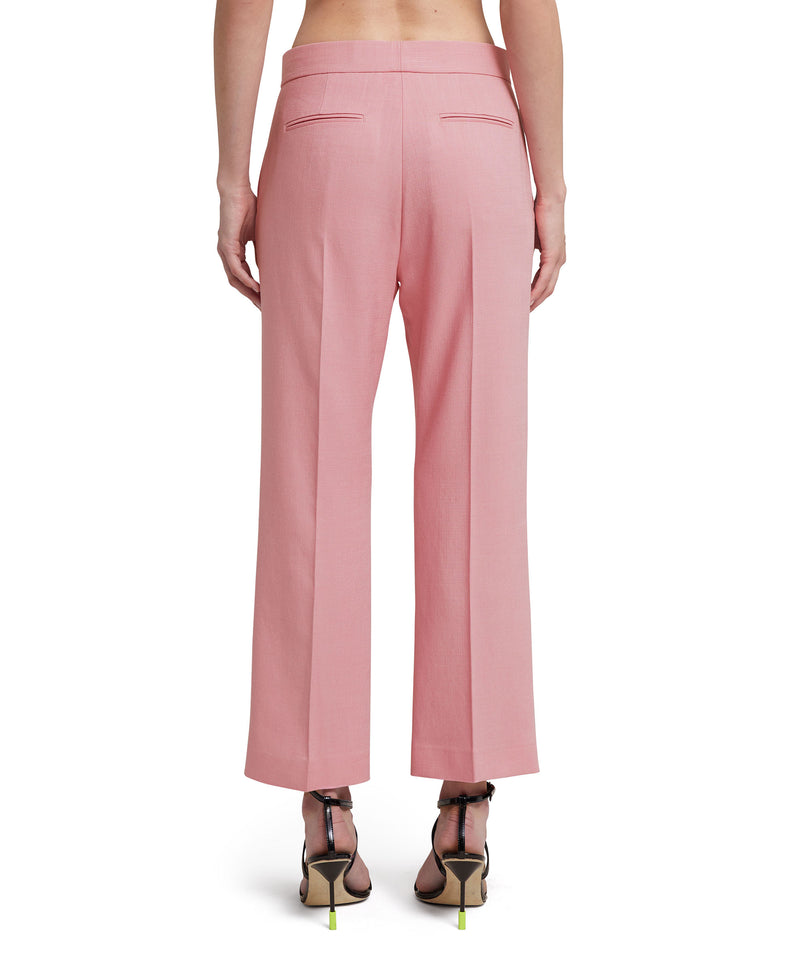 Flamed viscose canvas cropped pants LIGHT PINK Women 